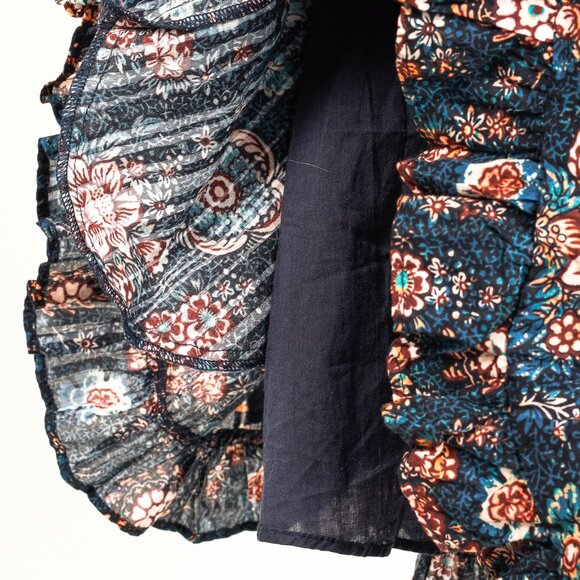 Ulla Johnson Adele Twilight Floral Print Cotton Ruffle Tiered Midi Dress - Picture 7 of 11